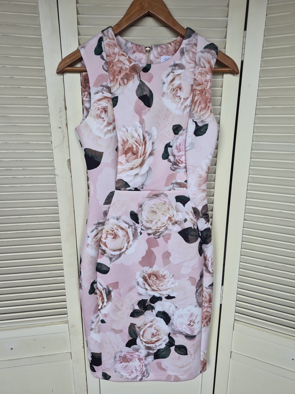 Calvin Klein Pink Floral Rose Scuba Sheath Dress Size 4